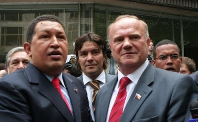 Hugo Chávez con el secretario general del PCFR, Gennady Ziuganov