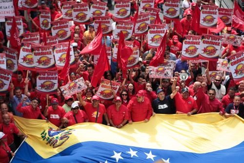 Aspecto del acto realizado en Caracas en respaldo a la gestión del presidente Chávez. Foto Prensa Miraflores.
